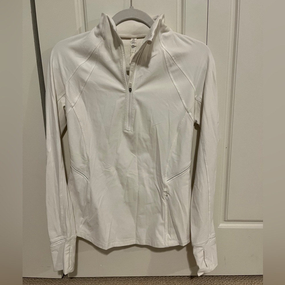 off white lululemon quarter zip. size 6